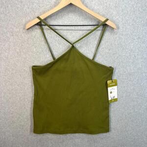 CAbi 4576 Intersect Tank Top Womens M Green Halter Look Summer Modern NWT